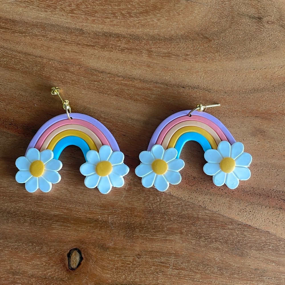 Handmade Clay Rainbow Earrings